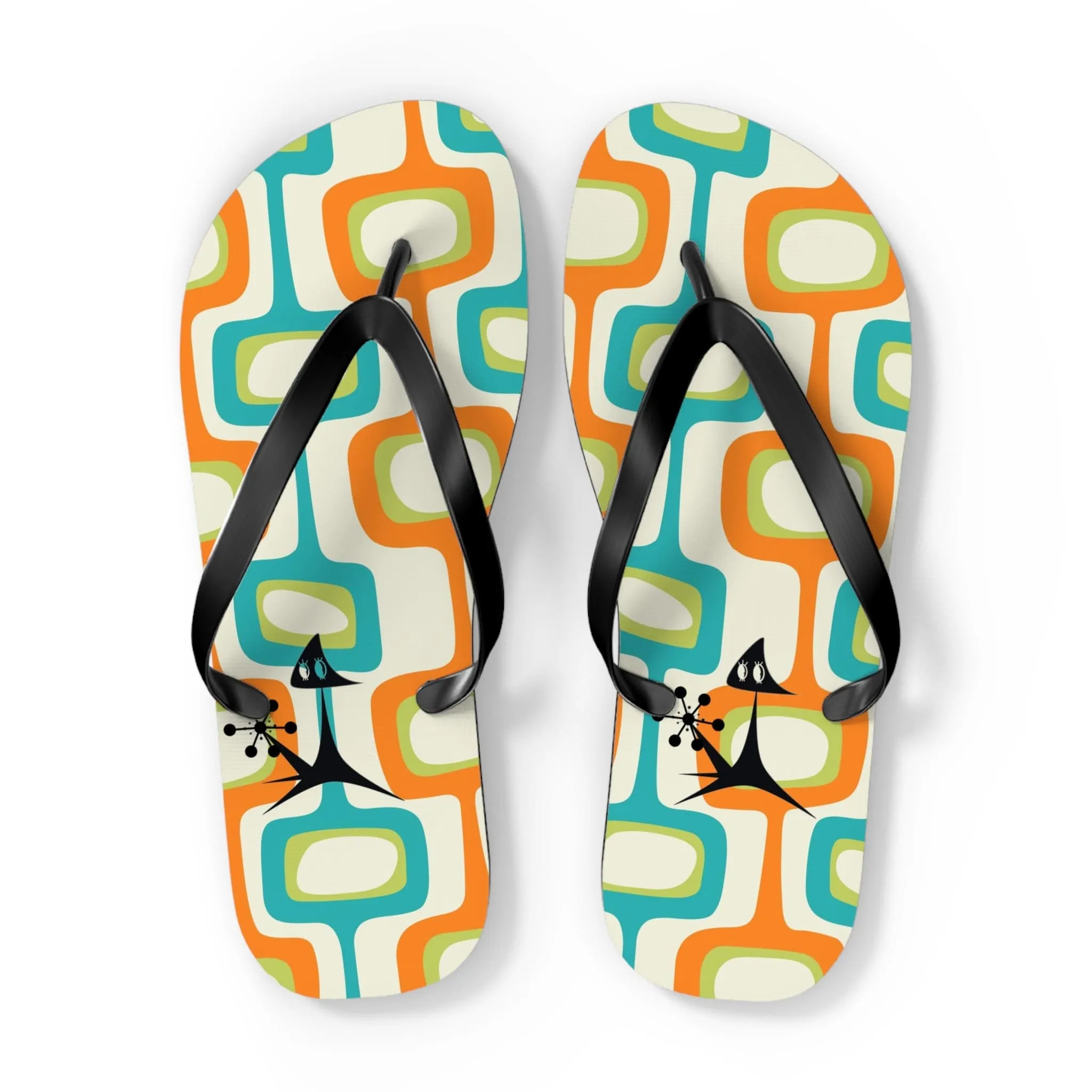 Mid Mod, Summer Retro Geometric, Atomic Kittie,  Fun Funky Flip Flops