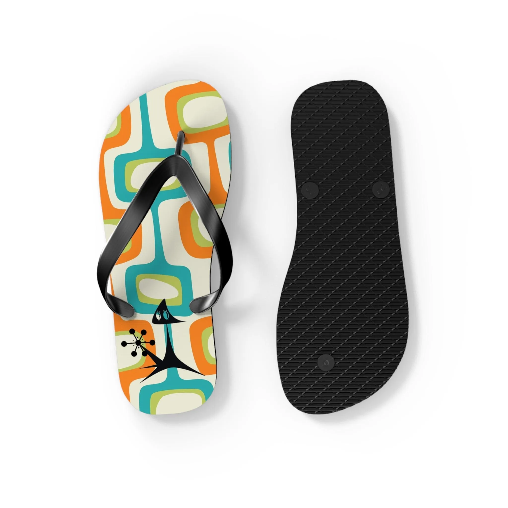 Mid Mod, Summer Retro Geometric, Atomic Kittie,  Fun Funky Flip Flops
