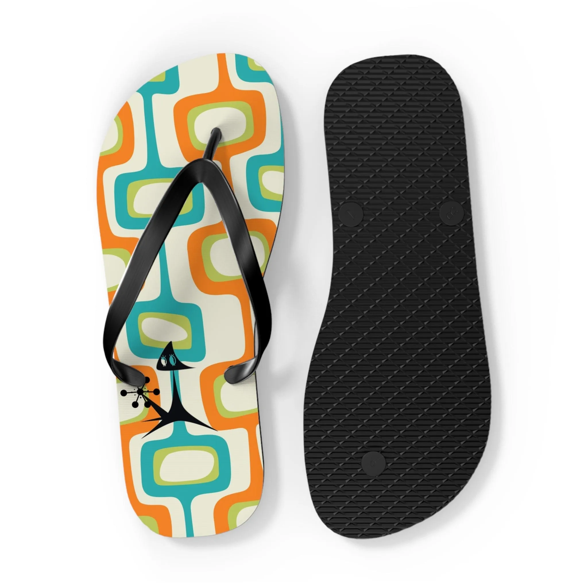 Mid Mod, Summer Retro Geometric, Atomic Kittie,  Fun Funky Flip Flops