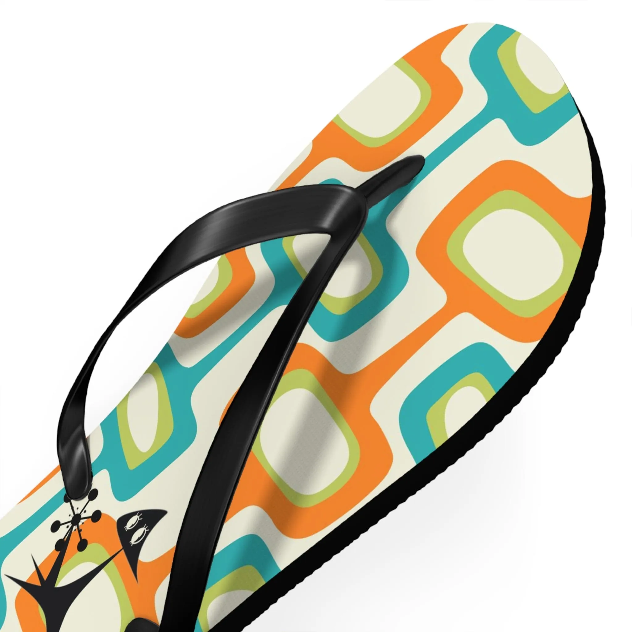 Mid Mod, Summer Retro Geometric, Atomic Kittie,  Fun Funky Flip Flops