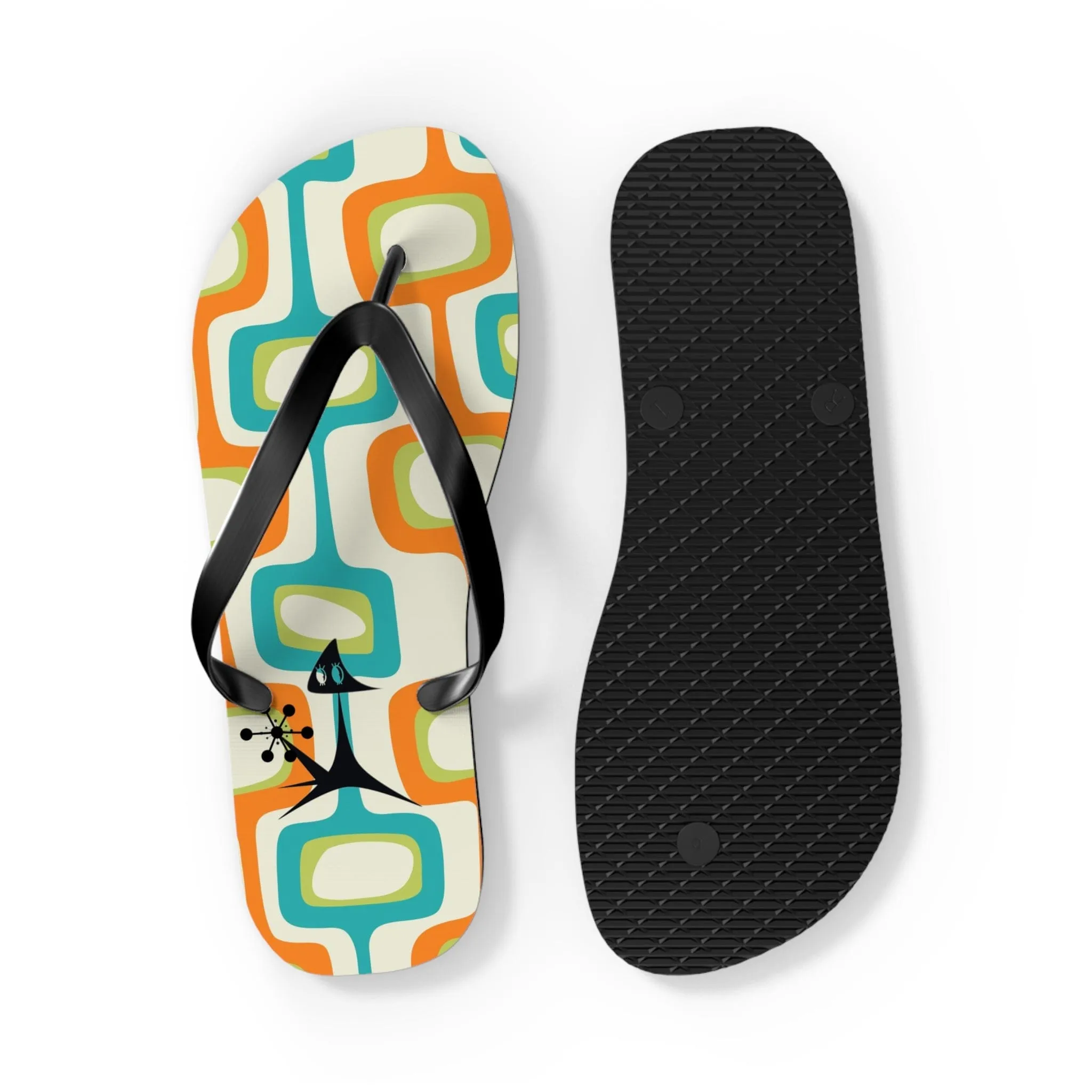 Mid Mod, Summer Retro Geometric, Atomic Kittie,  Fun Funky Flip Flops