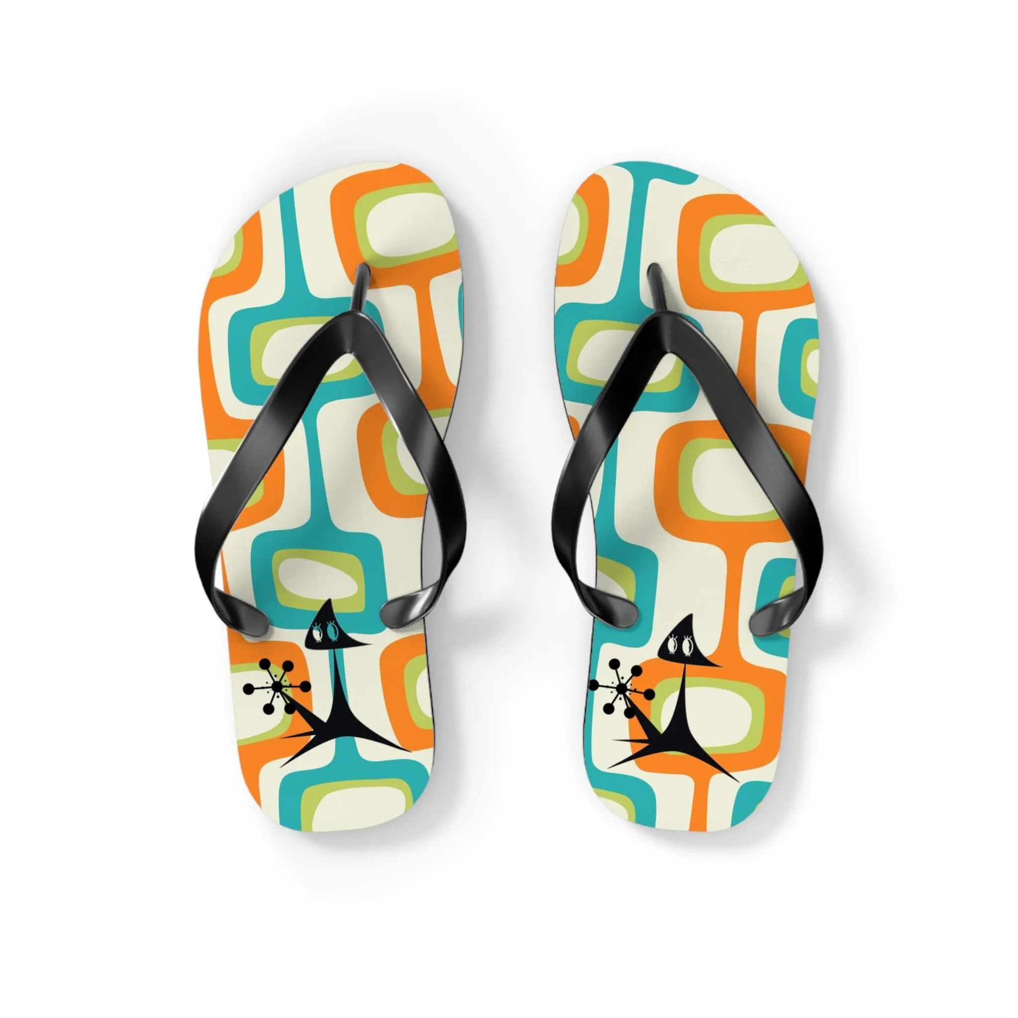 Mid Mod, Summer Retro Geometric, Atomic Kittie,  Fun Funky Flip Flops