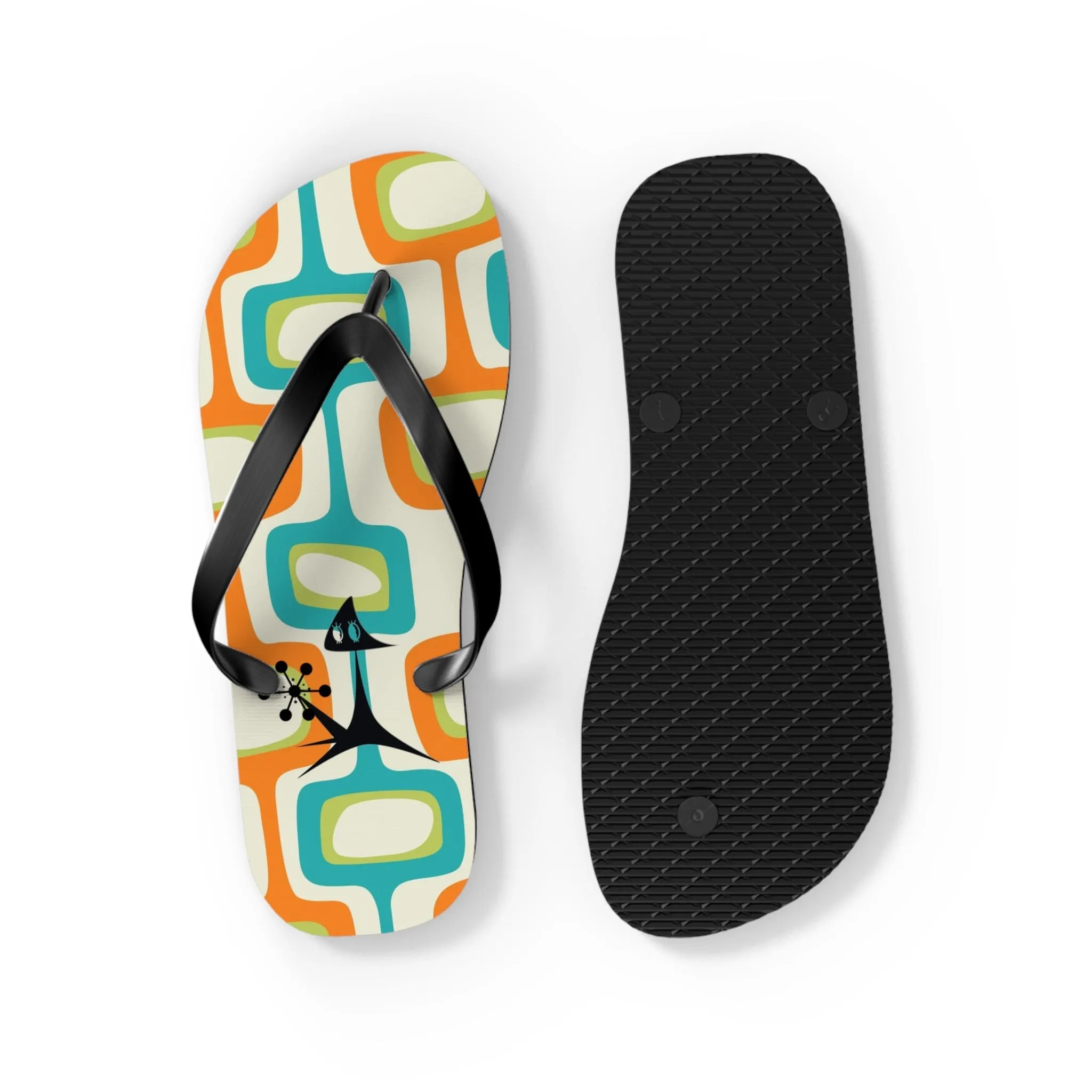 Mid Mod, Summer Retro Geometric, Atomic Kittie,  Fun Funky Flip Flops