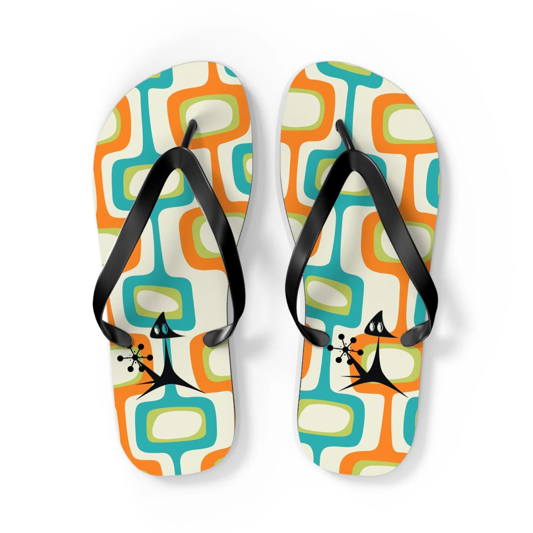 Mid Mod, Summer Retro Geometric, Atomic Kittie,  Fun Funky Flip Flops