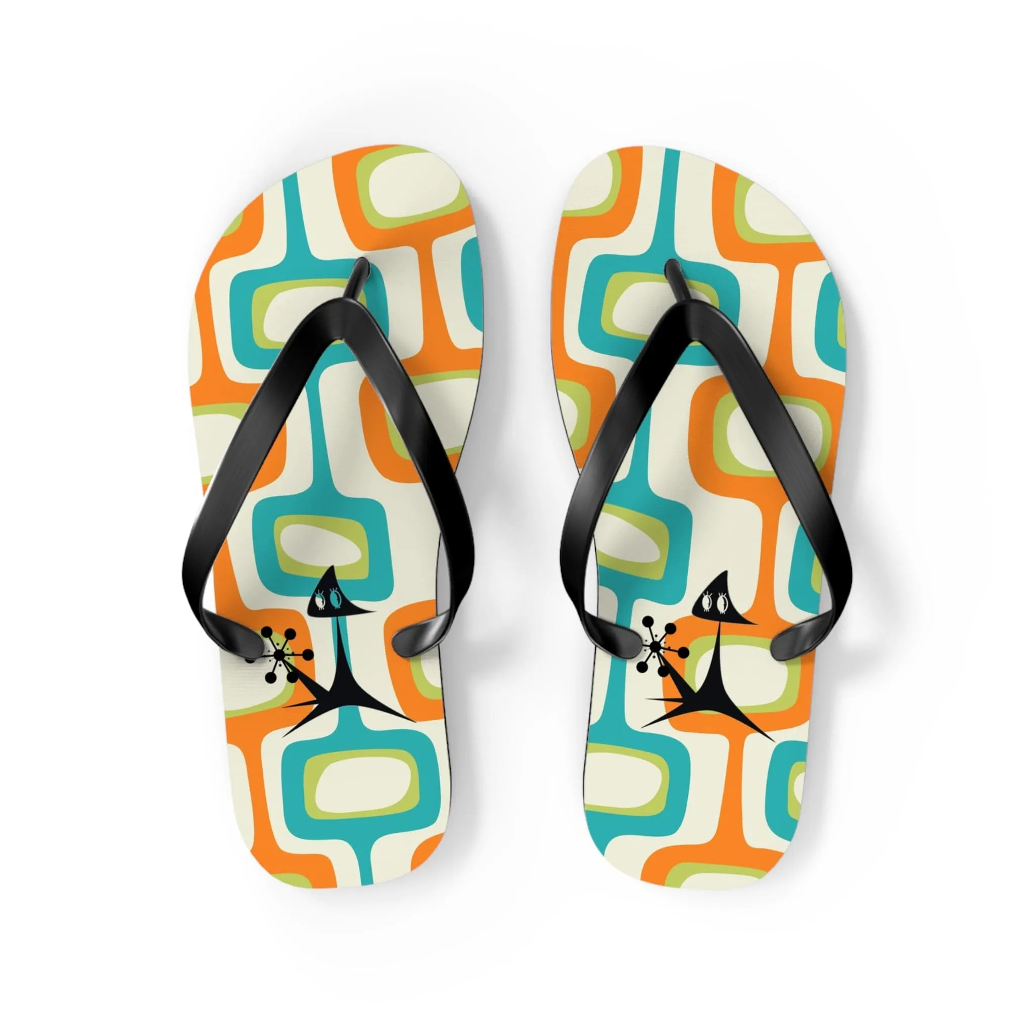 Mid Mod, Summer Retro Geometric, Atomic Kittie,  Fun Funky Flip Flops