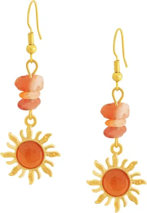 MINACHI Boho Sunburst Earrings  Hippie Chic with Natural Stone Magic, Jewelry Gift for Women