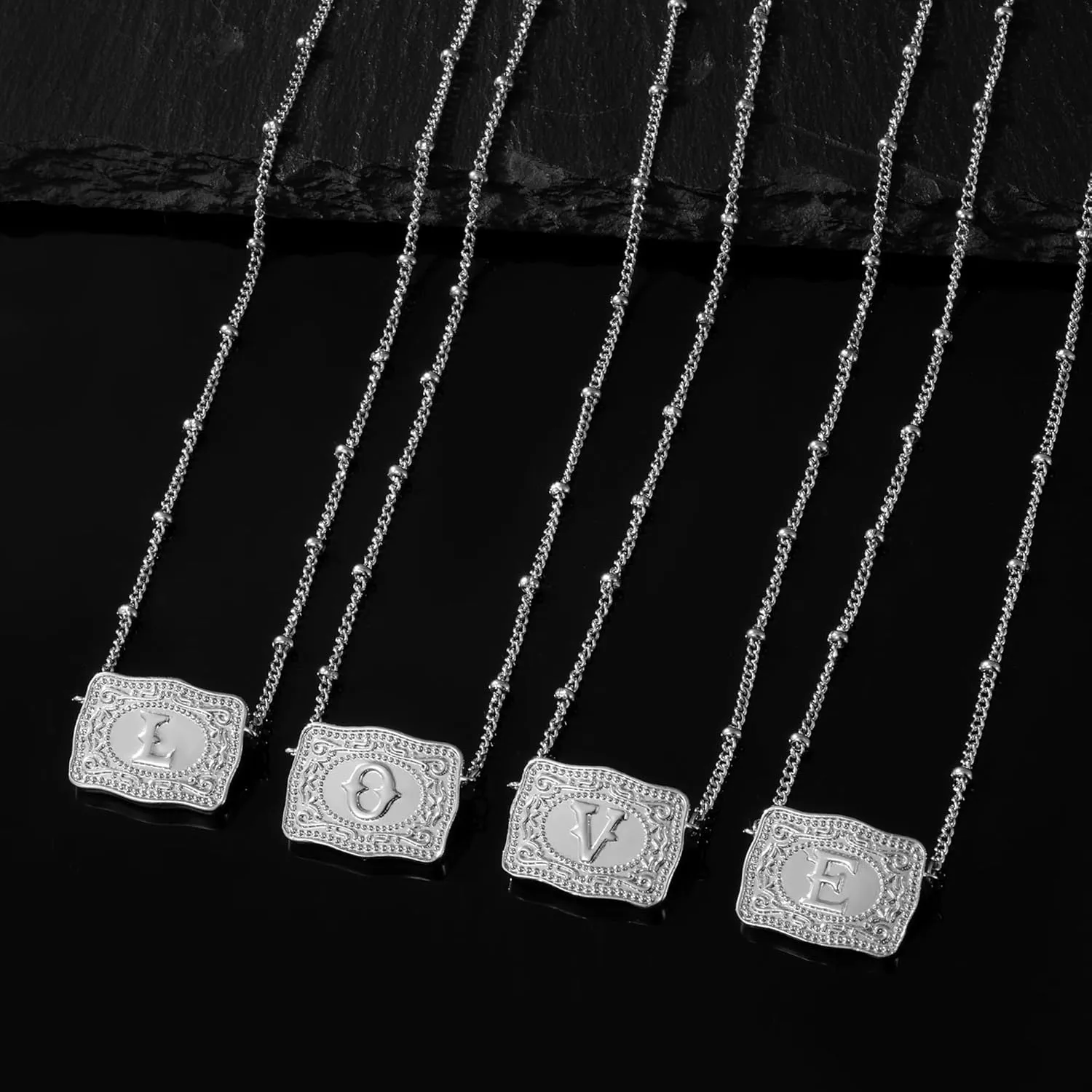 Mini Belt Buckle Initial Necklace for Women, 18K Gold/Silver Plated Initial Letter Pendant, Belt Buckle Necklace with Initial, Unique Western Jewelry Gifts for Women