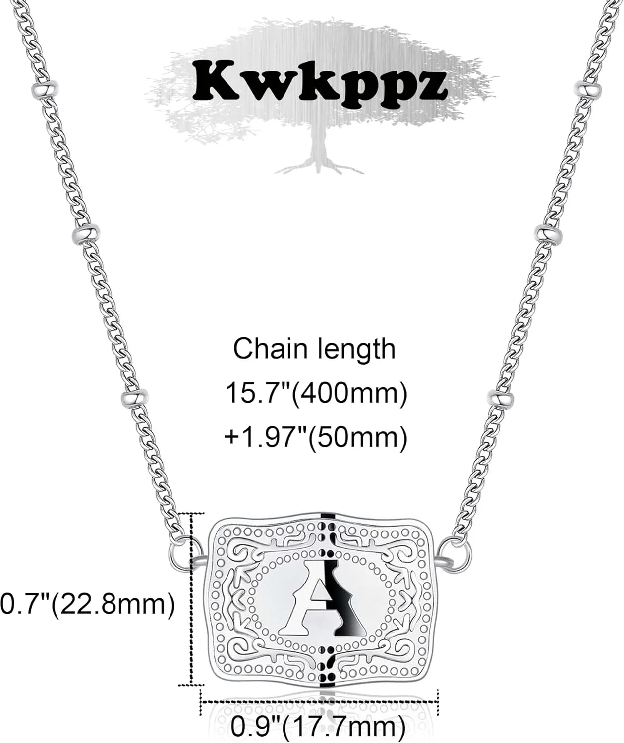 Mini Belt Buckle Initial Necklace for Women, 18K Gold/Silver Plated Initial Letter Pendant, Belt Buckle Necklace with Initial, Unique Western Jewelry Gifts for Women