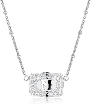 Mini Belt Buckle Initial Necklace for Women, 18K Gold/Silver Plated Initial Letter Pendant, Belt Buckle Necklace with Initial, Unique Western Jewelry Gifts for Women