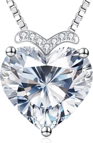 Moissanite Heart Pendant Necklaces for Women, 2-5 Carat Moissanite Sterling Silver Gold Plating Necklace, Ideal Anniversary Present or Birthday Jewelry Gifts for Mom Wife Her Girlfriend