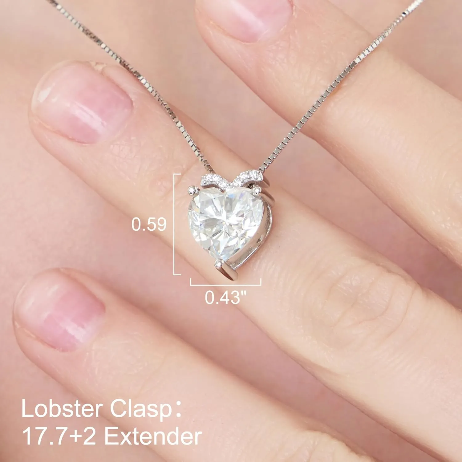 Moissanite Heart Pendant Necklaces for Women, 2-5 Carat Moissanite Sterling Silver Gold Plating Necklace, Ideal Anniversary Present or Birthday Jewelry Gifts for Mom Wife Her Girlfriend