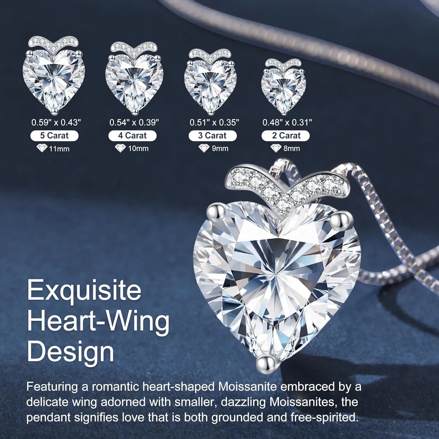 Moissanite Heart Pendant Necklaces for Women, 2-5 Carat Moissanite Sterling Silver Gold Plating Necklace, Ideal Anniversary Present or Birthday Jewelry Gifts for Mom Wife Her Girlfriend