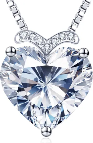 Moissanite Heart Pendant Necklaces for Women, 2-5 Carat Moissanite Sterling Silver Gold Plating Necklace, Ideal Anniversary Present or Birthday Jewelry Gifts for Mom Wife Her Girlfriend
