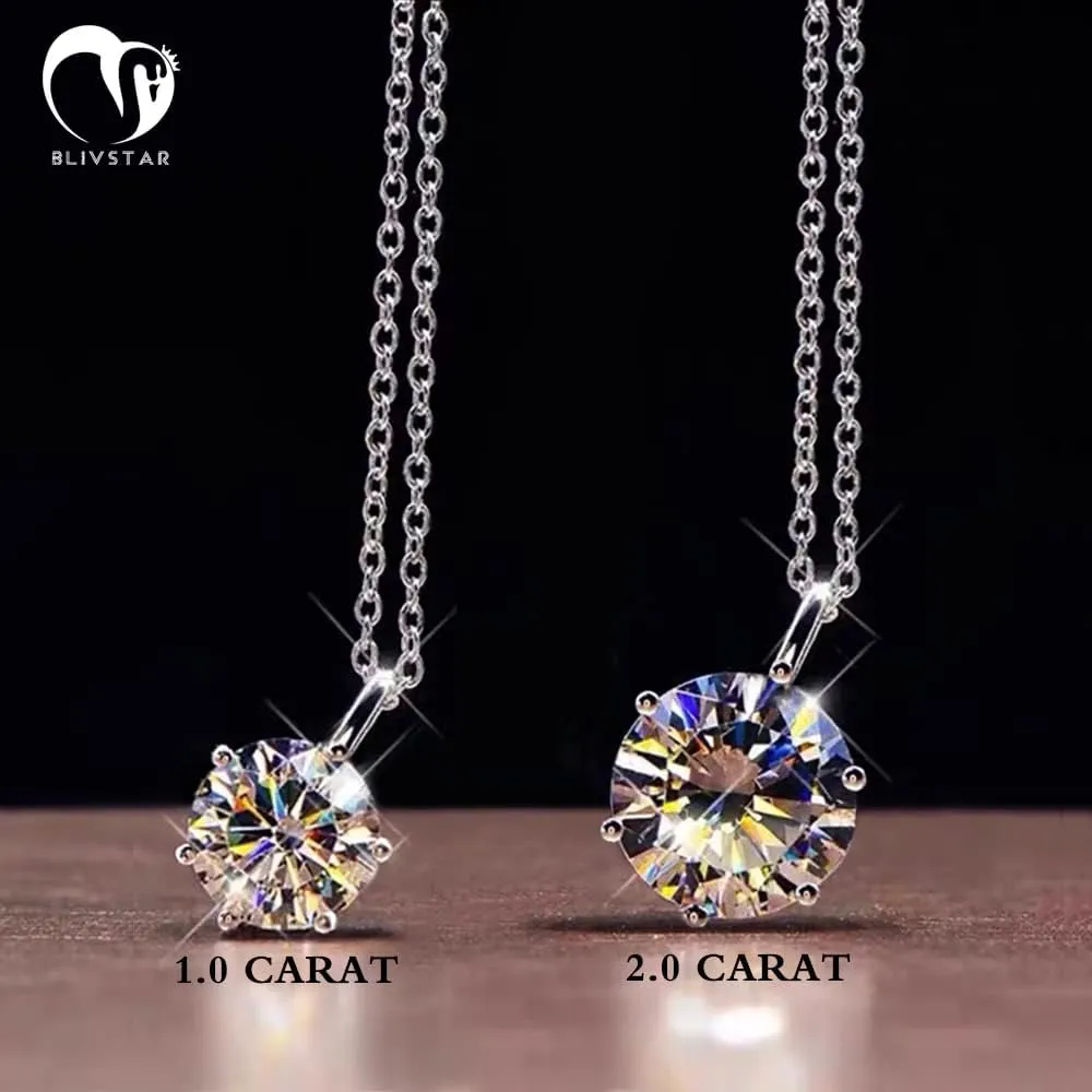 Moissanite Necklaces for Women 925 Sterling Silver Necklace with 1CT Moissanite Pendant 18K Gold-Plated Dainty Jewelry Gift for Women Mom