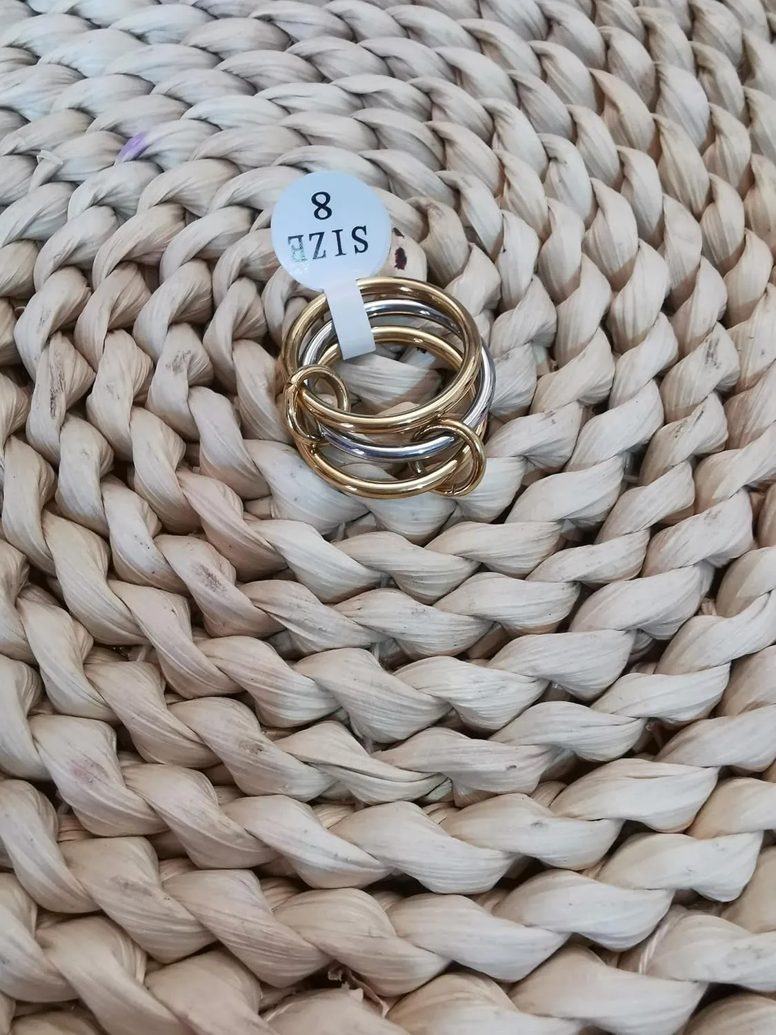 MQV Two Tone Link Connected Rings Interlocking Ring Gold Silver Cubic Zirconia Statement Ring Maximalist Stacking Ring for women men lovers