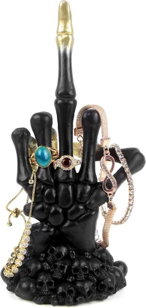 Mrlikale Gothic Skeleton Hand Form Jewelry Display Stand, Bracelet Watch Jewelry Ring Holder for Jewelry Room Home Decorations, Black(D)