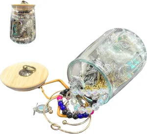 Mystery Jewelry Jar Bundle, Vintage Jewelry Box, 40-45 Piece Surprise Box for Women, Multi Style of Earrings Rings Bracelets or Necklaces Kracelet Keychain Hair Clip, Unique Birthday Gift for Her