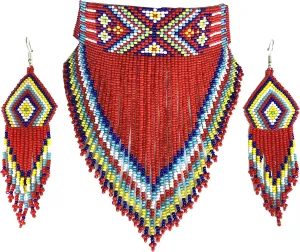 Native Style Seed Beads Beaded Choker Bib Statement Necklace