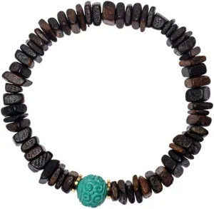 Natural Irregular Agarwood Bracelet with Turquoise, Vietnamese Log Wood Buddhist Prayer Beads Bracelets for Men Women