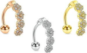 Navel Rings Surgical Steel Sexy, 3pcs Simple Navel Rings for Women Tricolor Cubic Zirconia Studs 14G Women Sexy Belly Button Rings