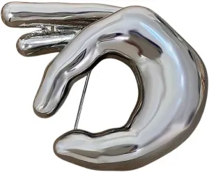 New 2025 Unisex Trendy Hyperbole Metal Ok Palm Hand Shape Large Broochs For Women Men Unisex Punk Unique Creative Suit Pin Jewelry Findings Accessories Fashion Gift For Women And Men