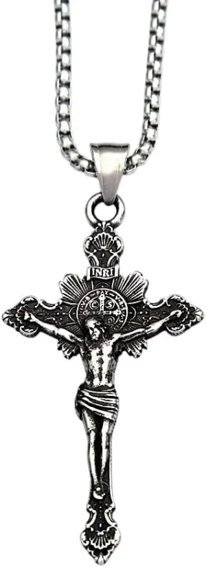 New 2026 Unisex Unique Good Friday Jesus Pendant Necklace For Men Stainless Steel Cross Pendants Chain Amulet Decoration Jewelry Luxury With You Accessories Trendy Creative For Women And Men
