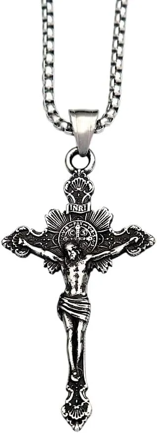 New 2026 Unisex Unique Good Friday Jesus Pendant Necklace For Men Stainless Steel Cross Pendants Chain Amulet Decoration Jewelry Luxury With You Accessories Trendy Creative For Women And Men