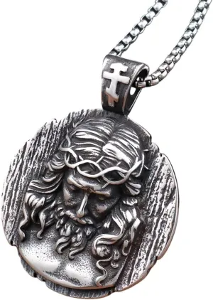 New For Trendy 2025 Unique Christian Shepherd Jesus Pendant For Men Stainless Steel Catholic Crown Of Thons Necklaces Amulet Jewelry Never Fading Jewelry Fashion Accessories Creative Gift