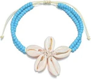 NewZenro Boho Natural Shell Beaded Adjustable Anklet Bracelet for Women Vintage Boho Summer Foot Chain Ankle Bracelet Fashion Summer Holiday Jewelry for Her 15.7"