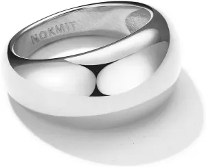 NOKMIT Chunky Dome Rings for Women Dainty 14K Gold Silver Tone Cute Bold Dome Statement Ring Thick Minimalist Thumb Band High Polished Smooth Comfort Fit Size 5-10