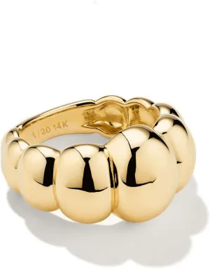 NOKMIT Gold Chunky Dome Rings for Women Cute Puffy Statement Band Bold Gold Silver Tone Croissant Ring High Polished Smooth Comfort Fit Size 5-10