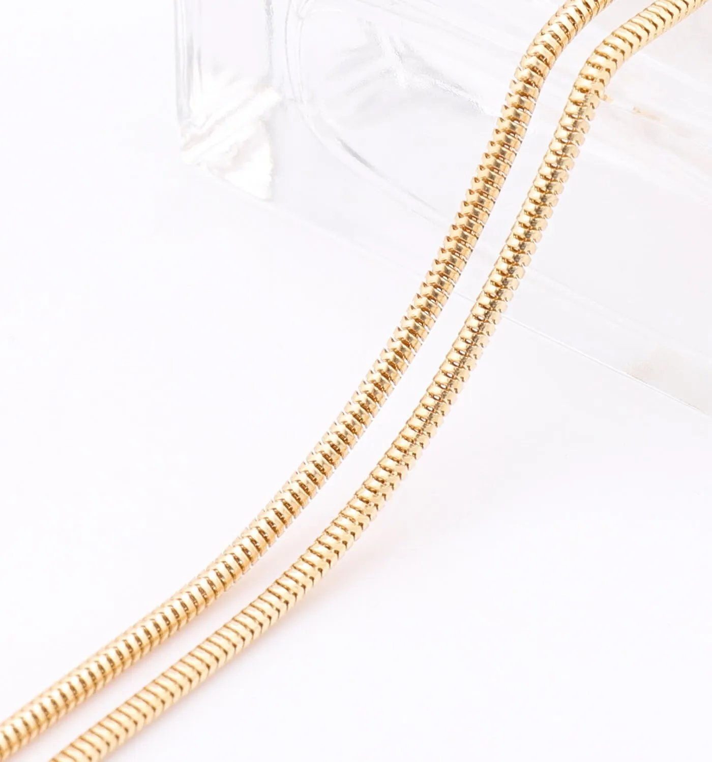 NVENF Long Sweater Chain Double Circle Pendant Necklace Bold Snake Chain Women Statement Necklace