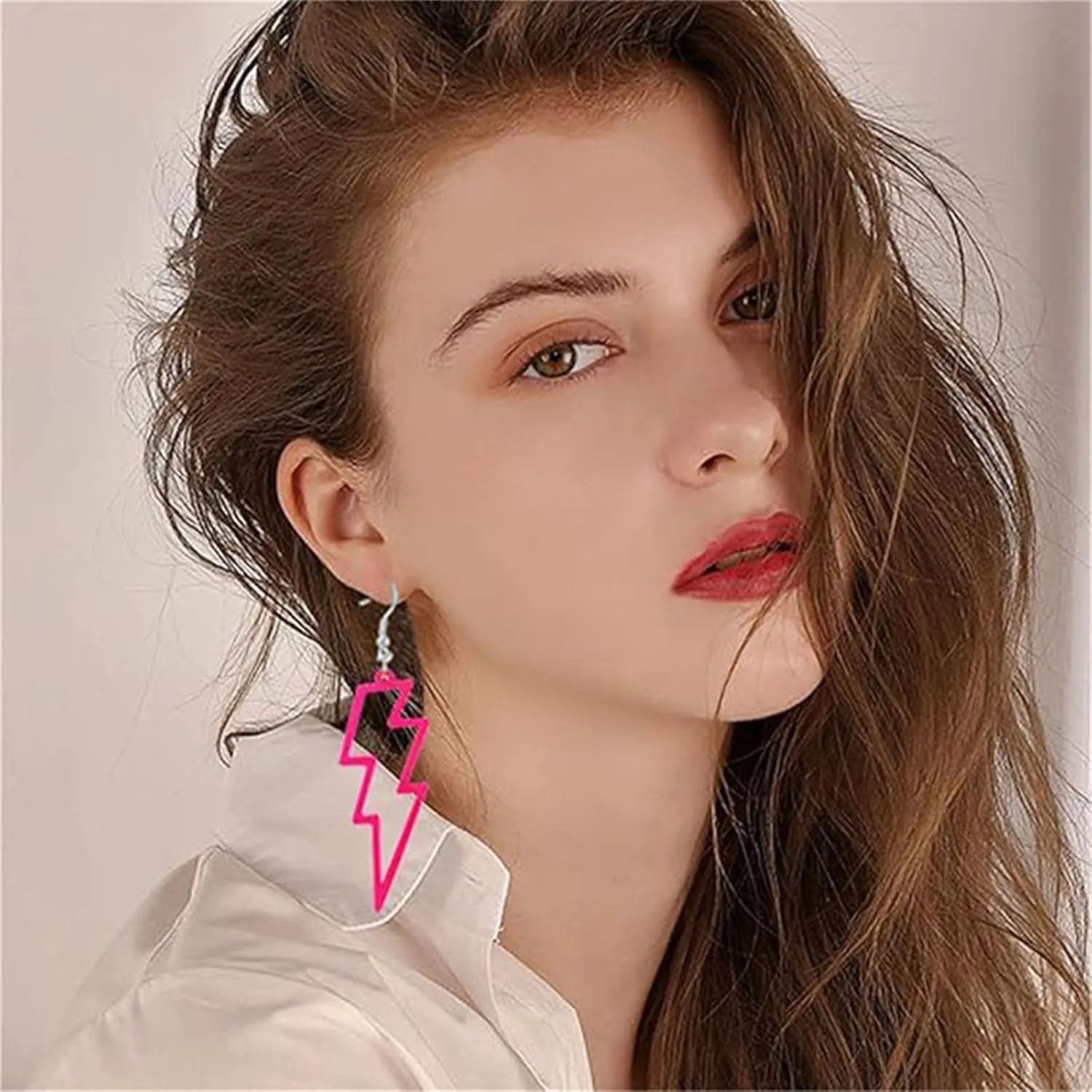 ONLYJUMP Acrylic Exaggerated Lightning Earrings Statement Punk Retro Geometric Delicate Neon Personalized Earrings Accessory Jewelry for Women