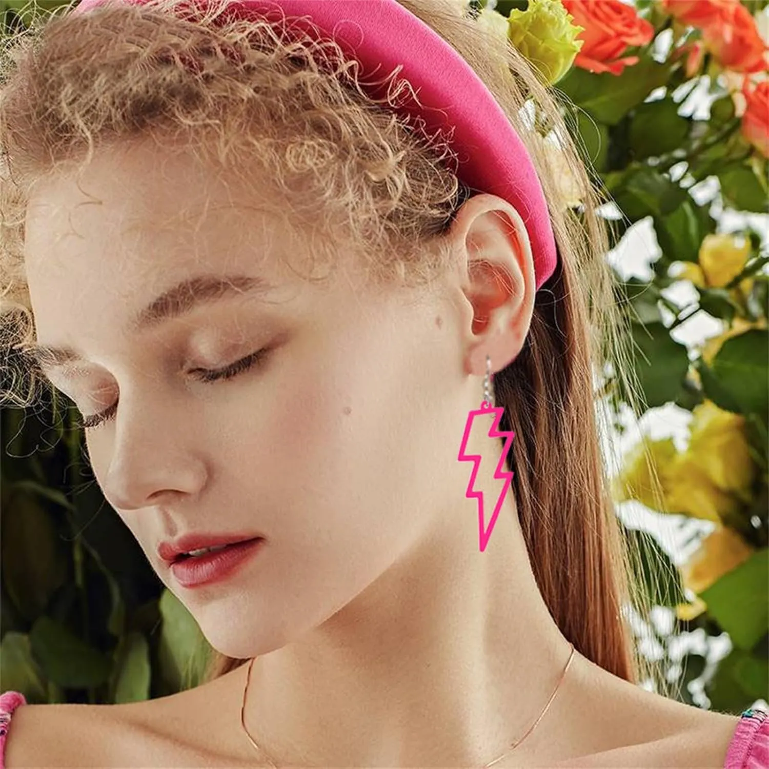 ONLYJUMP Acrylic Exaggerated Lightning Earrings Statement Punk Retro Geometric Delicate Neon Personalized Earrings Accessory Jewelry for Women