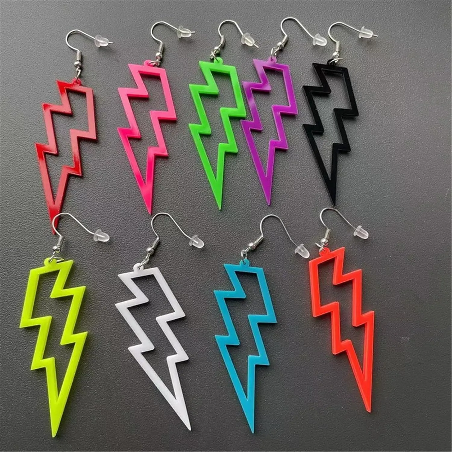 ONLYJUMP Acrylic Exaggerated Lightning Earrings Statement Punk Retro Geometric Delicate Neon Personalized Earrings Accessory Jewelry for Women