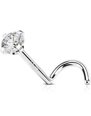 OUFER 925 Sterling Silver Nose Rings, Screw Shaped Nose Studs, 20G Nostril Piercing Jewelry, 2.5mm Round CZ Nose Rings Studs, Nose Piercing Jewelry, Nose Rings For Women Men