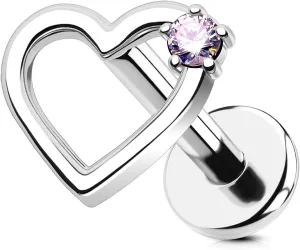 OUFER Heart Helix Earrings, G23 Solid Titanium Flat Back Stud Earrings 16G Internally Threaded Dainty Helix Cartilage Tragus Piercing Jewelry for Women Men