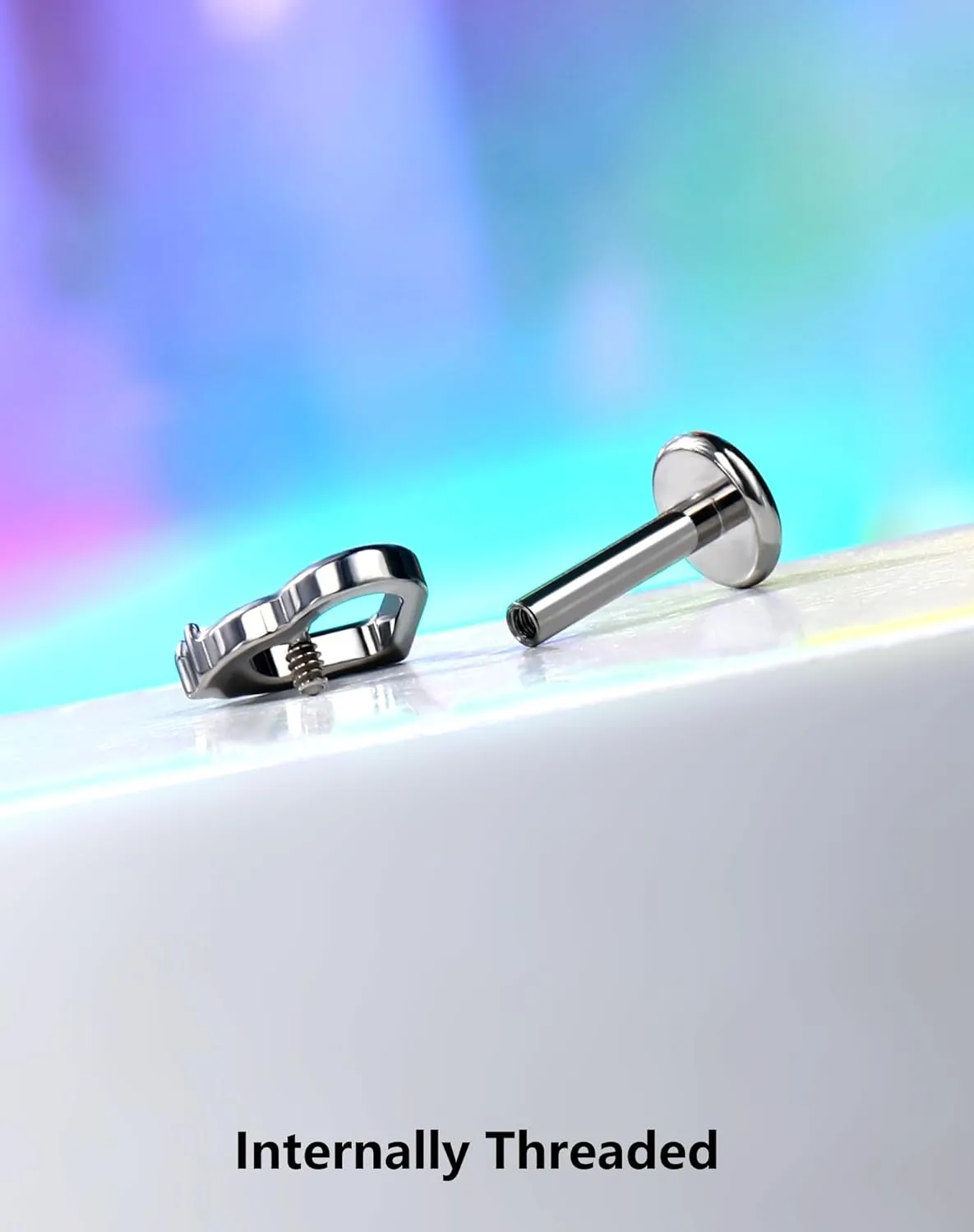 OUFER Heart Helix Earrings, G23 Solid Titanium Flat Back Stud Earrings 16G Internally Threaded Dainty Helix Cartilage Tragus Piercing Jewelry for Women Men