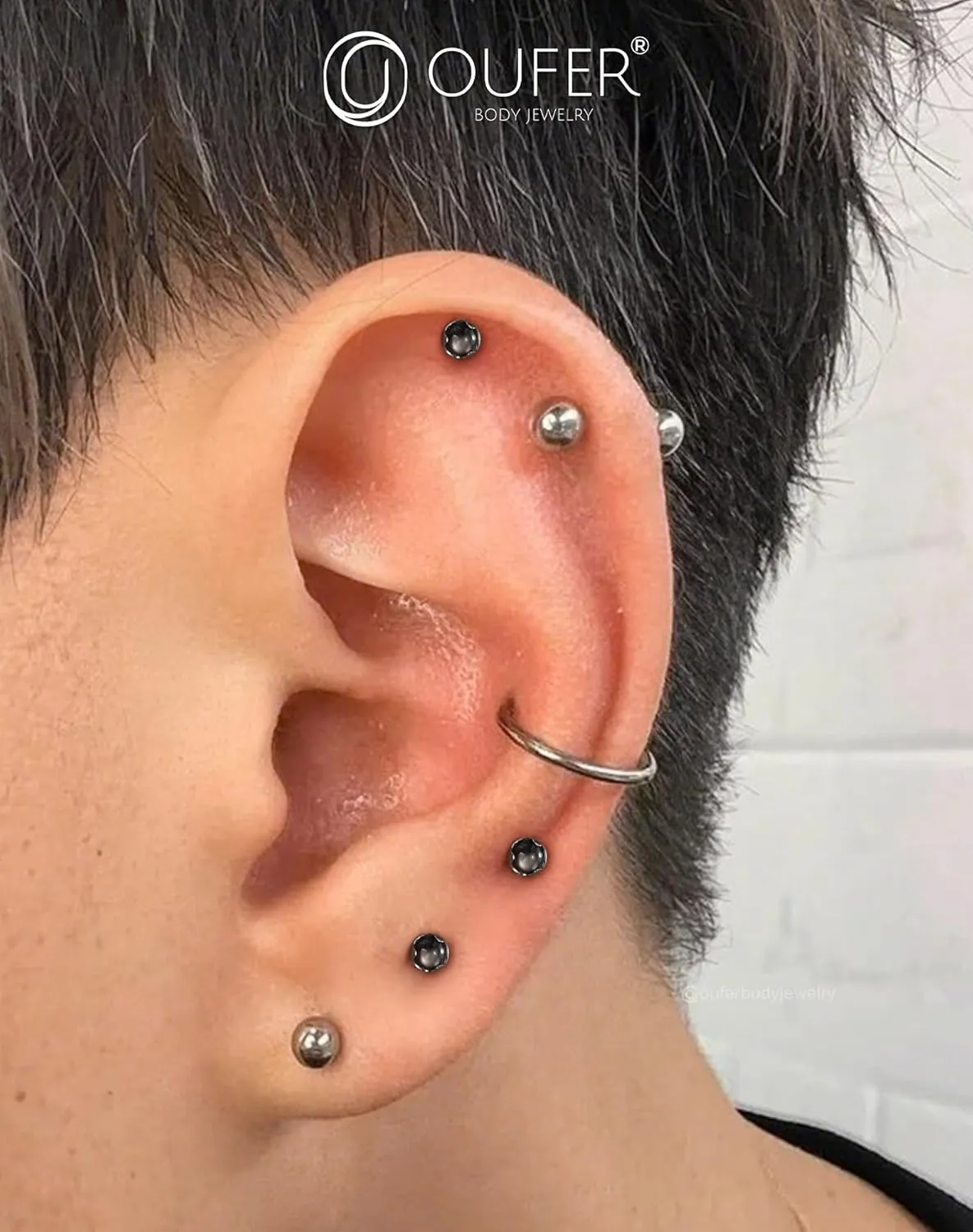 OUFER Helix Piercing Jewelry, G23 Solid Titanium Flat Back Earring Studs 16G Internally Threaded Dainty Helix Cartilage Tragus Piercing for Women Men