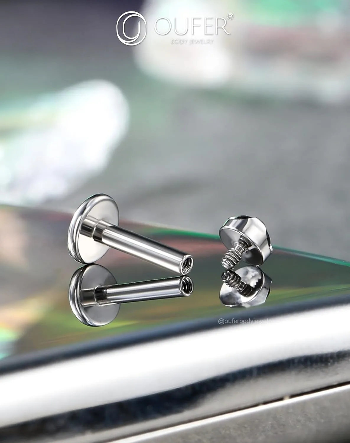 OUFER Helix Piercing Jewelry, G23 Solid Titanium Flat Back Earring Studs 16G Internally Threaded Dainty Helix Cartilage Tragus Piercing for Women Men