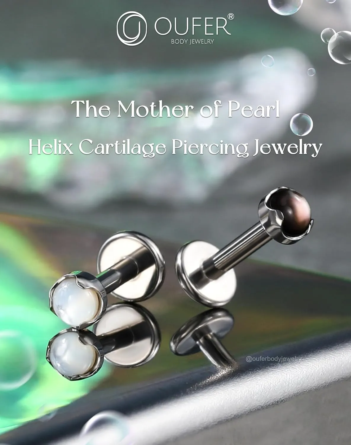 OUFER Helix Piercing Jewelry, G23 Solid Titanium Flat Back Earring Studs 16G Internally Threaded Dainty Helix Cartilage Tragus Piercing for Women Men