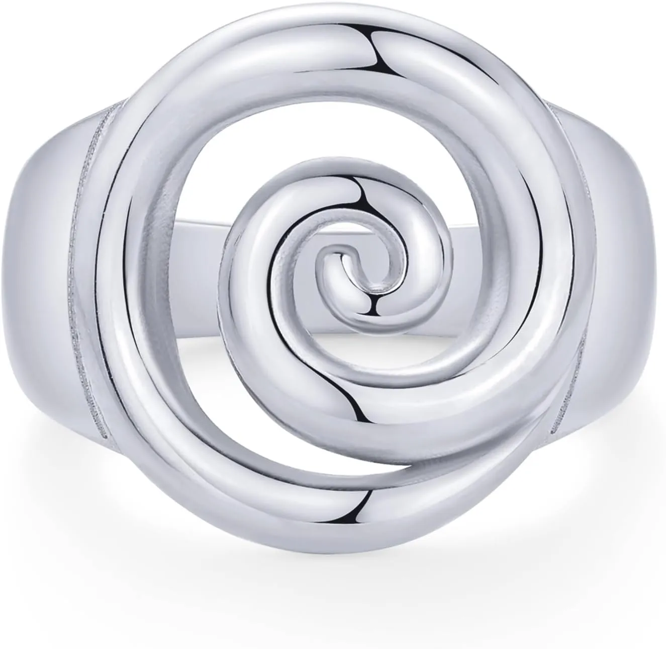 PAVOI 14K Gold Plated Chunky Swirl Rings for Women - Stainless Steel Statement Spiral Ring - Waterproof Bold Swirl Bands