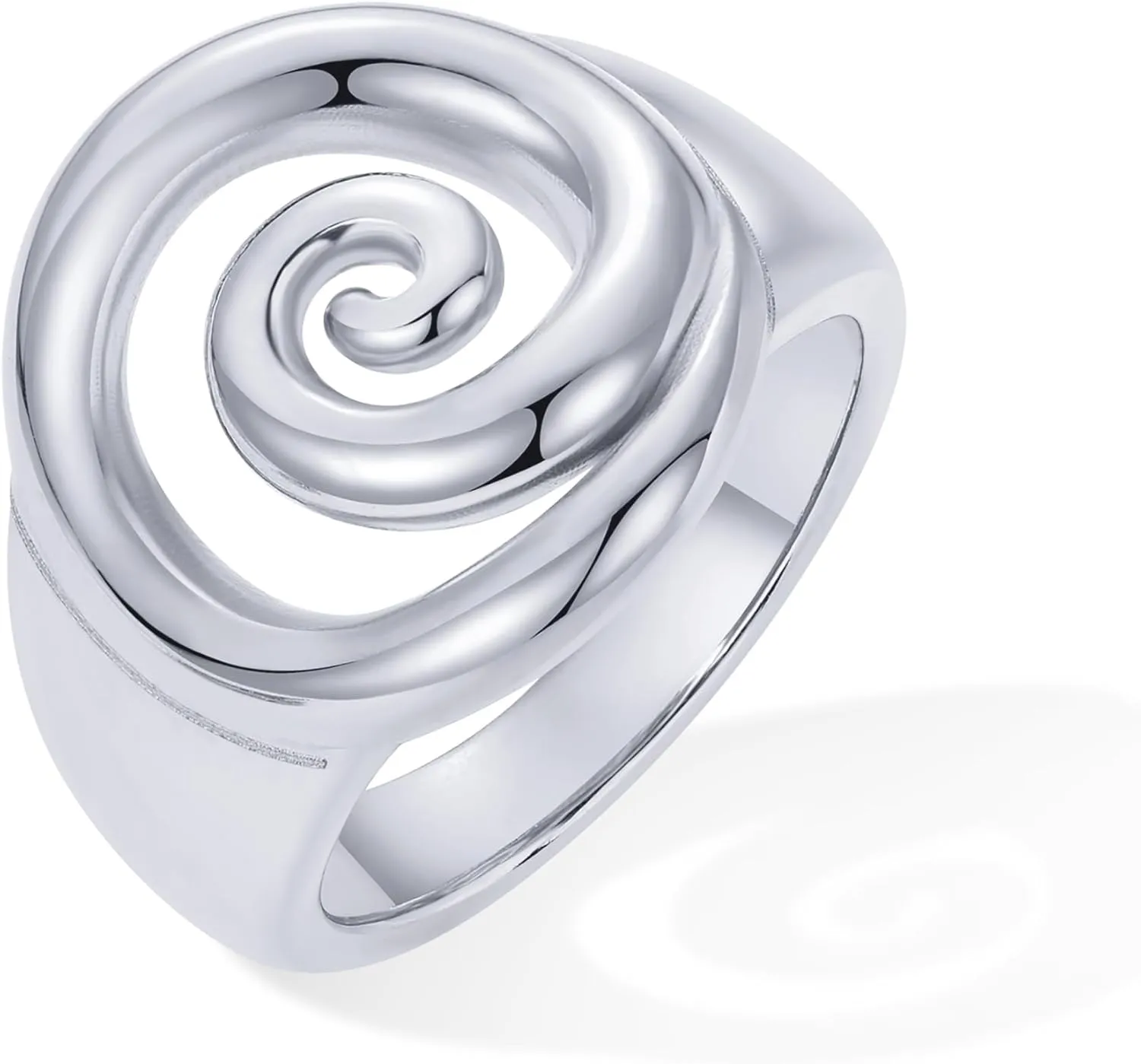 PAVOI 14K Gold Plated Chunky Swirl Rings for Women - Stainless Steel Statement Spiral Ring - Waterproof Bold Swirl Bands