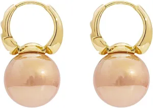 Pearl Drop Statement Earring for Women,14K Gold Small Pearl Huggie Dangle Earring Delicate Round Pearls Earrings Party Clean Aesthetic Earrings