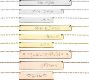 Personalized Engraved Bar Necklace - Unique Customizable Pendant for Any Occasion - Name, Date, Coordinates, Soundwave, Morse Code & More - Meaningful Gift for Loved Ones