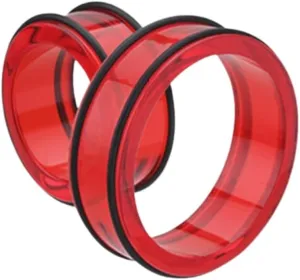 Pierced Owl Large Gauge Acrylic No Flare Tunnels with Black O-Rings, Sold as a Pair