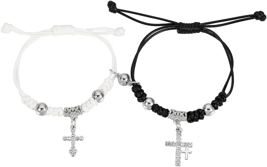 Pingyongchang Couple Matching Bracelets Set, Valentines Long Distance Relationship Gifts Star Y2k Pentagram Bohemian Handmade Braided Adjustable Drawstring Friendship Promise Gift For Women Men