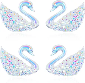 Plastic Earrings, Animal-themed Delicate Comfort Swan-inspired Plastic Stud Earrings for Sensitive Ears (White)