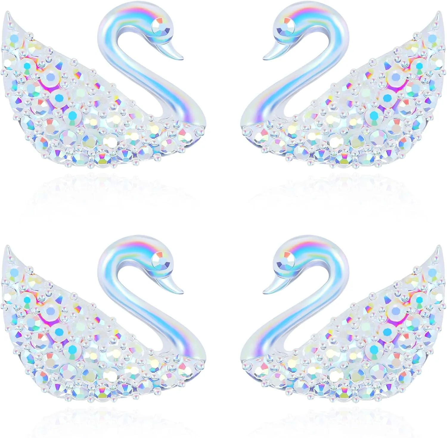 Plastic Earrings, Animal-themed Delicate Comfort Swan-inspired Plastic Stud Earrings for Sensitive Ears (White)
