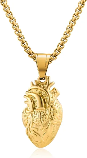 Plikin Heart Anatomy Necklace Stainless Steel Pendant Human Organ Biology Medical Necklaces Nurse